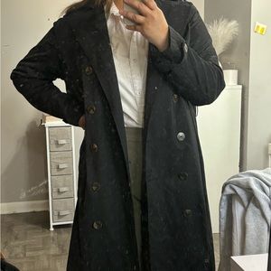 Black double breasted trench coat